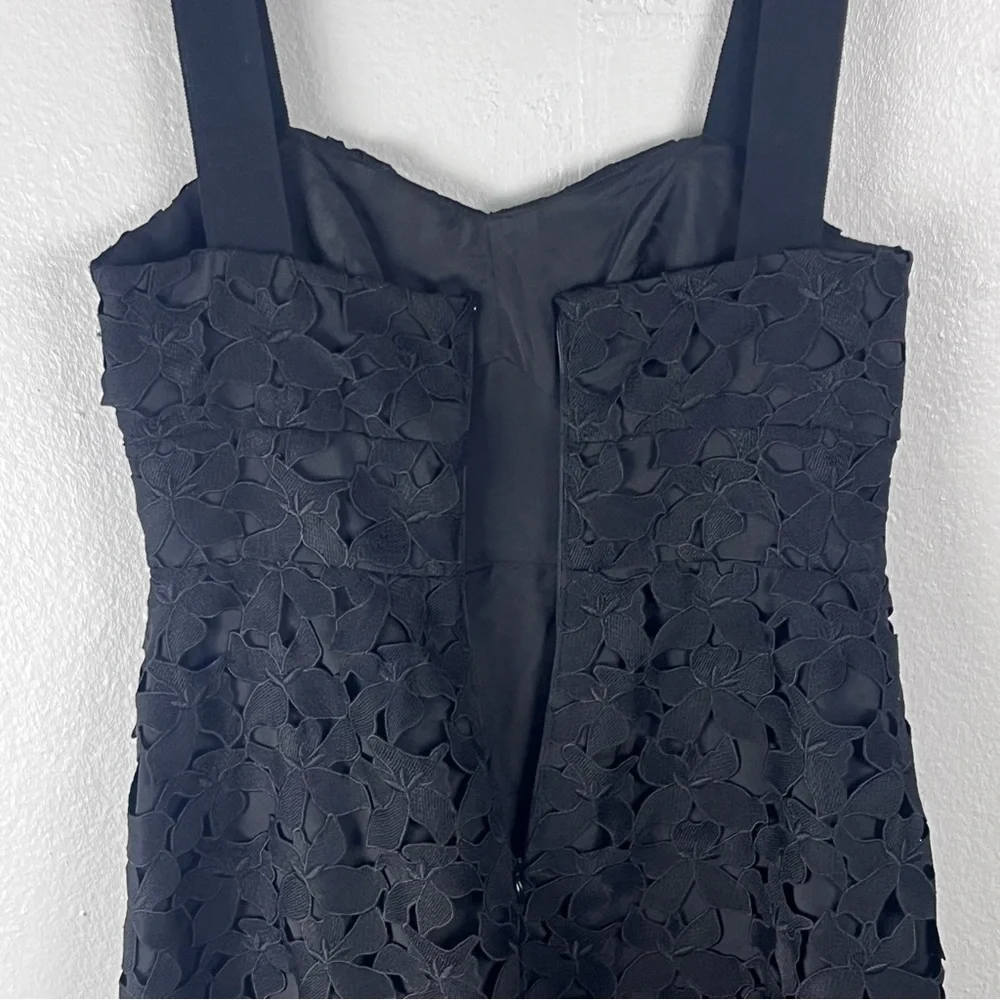 J. CREW Black Lace Sweetheart Back Zipper Oversized Straps Midi Dress Size 4